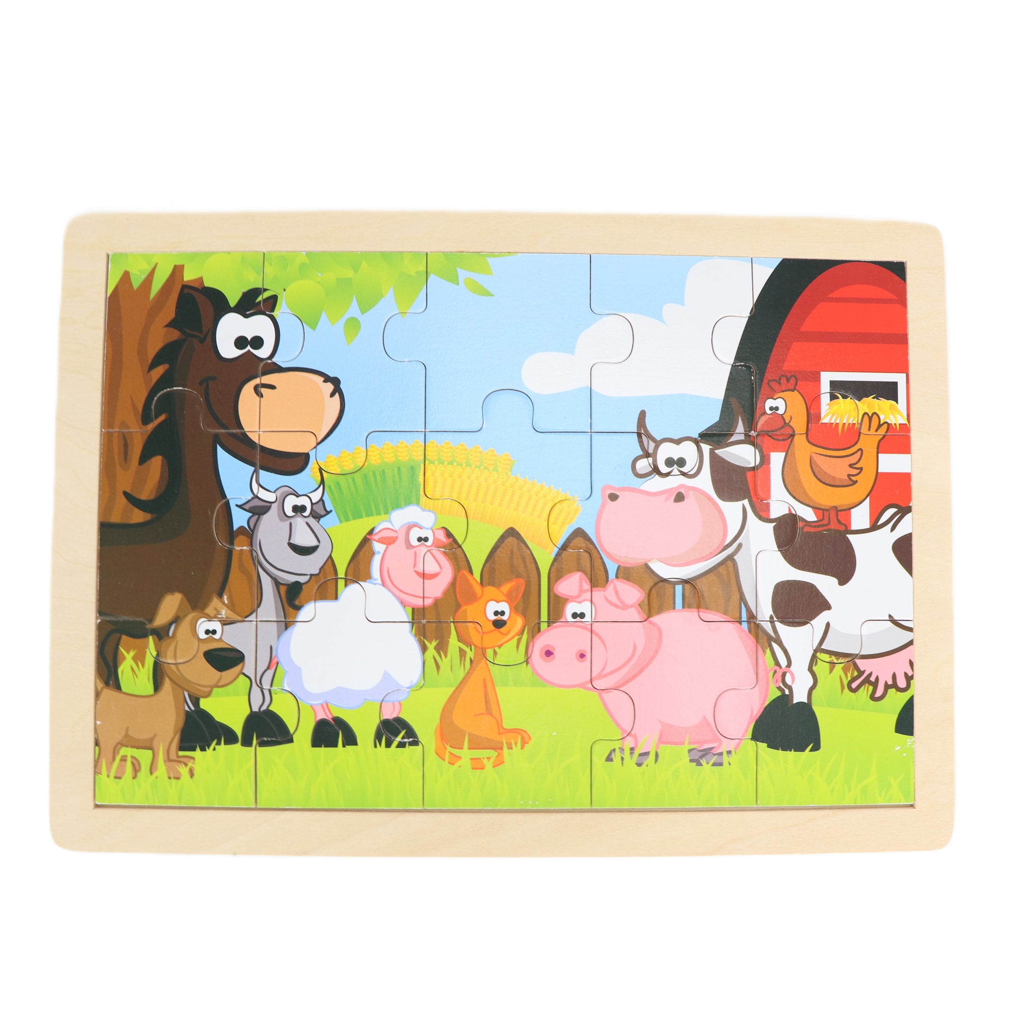 Houten puzzel boerderijdieren