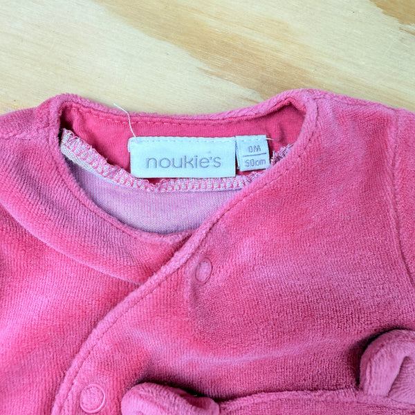 Noukie's warme donker roze pyjama met beer, maat 50