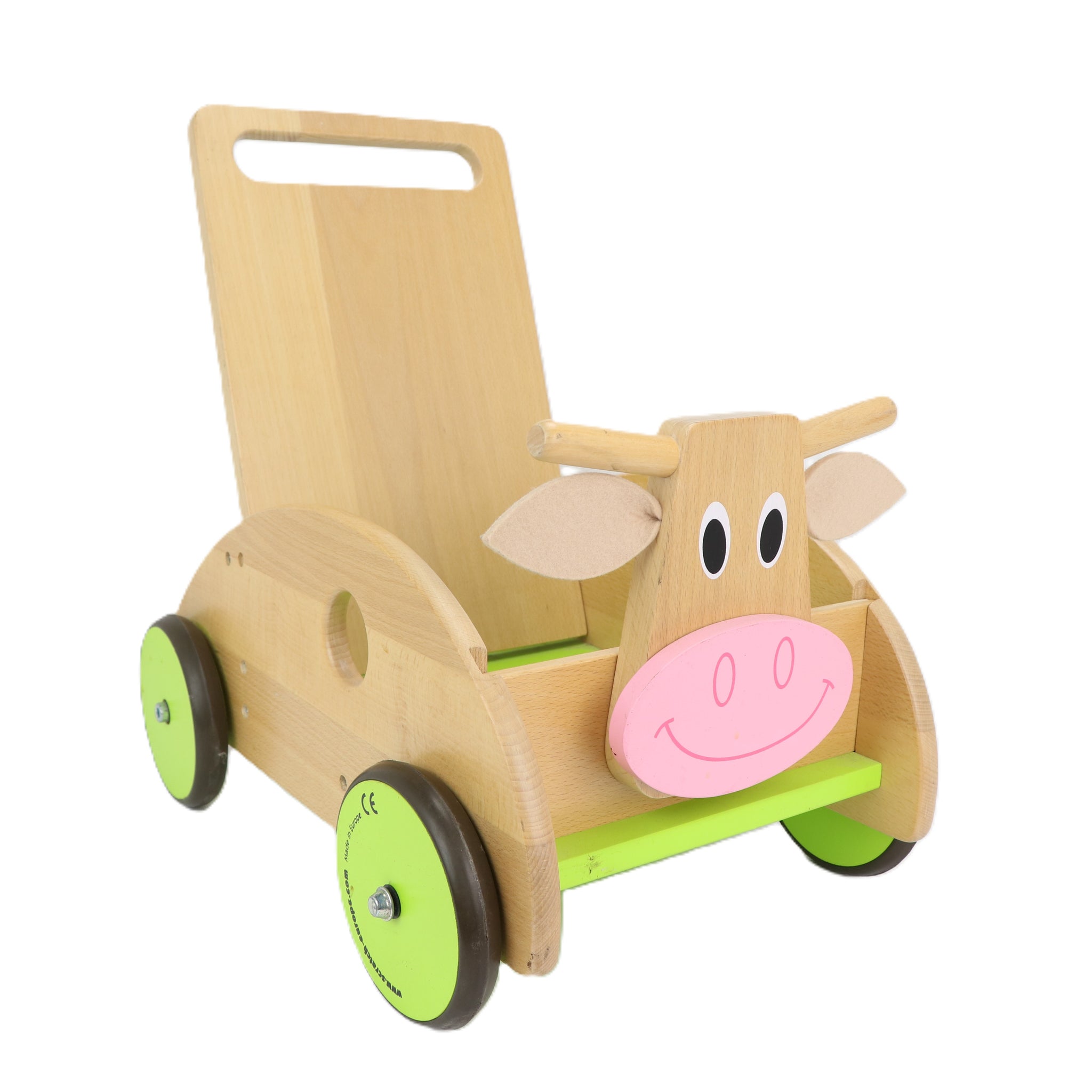 Houten loopwagen Koe