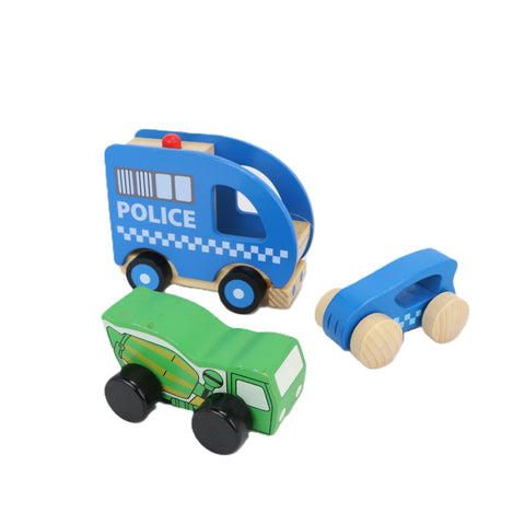 Houten auto's (set van 3)