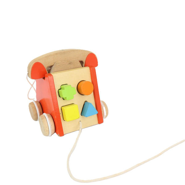 Houten trekspeeltje telefoon