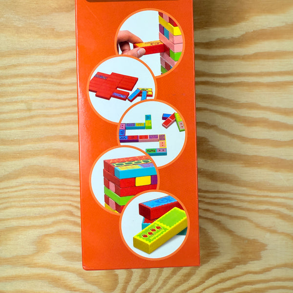 spel: houten blokken met 5 speelmogelijkheden