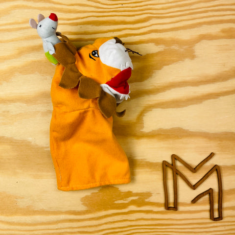 handpop leeuw met muis