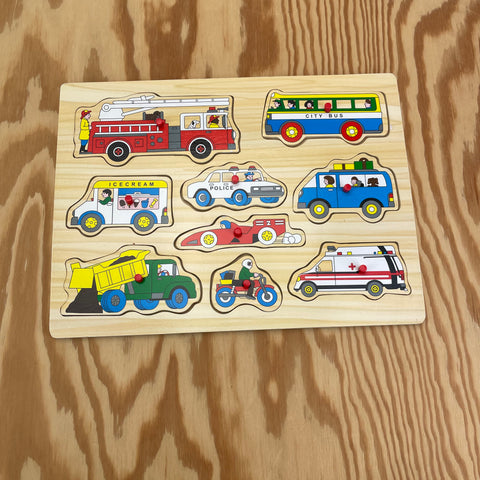 Retro inlegpuzzel voertuigen