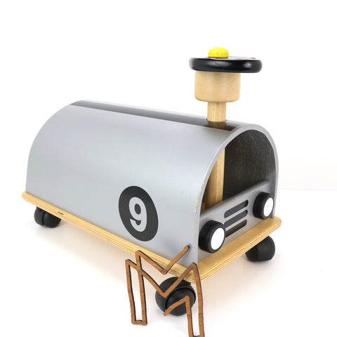 Houten loopauto zilver (enkel ophalen)