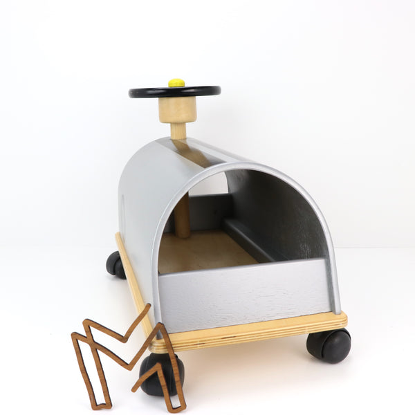 Houten loopauto zilver (enkel ophalen)