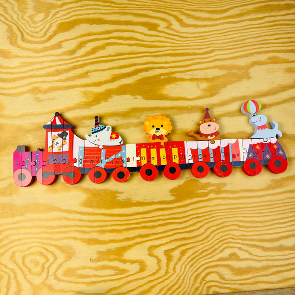 houten puzzel abc trein