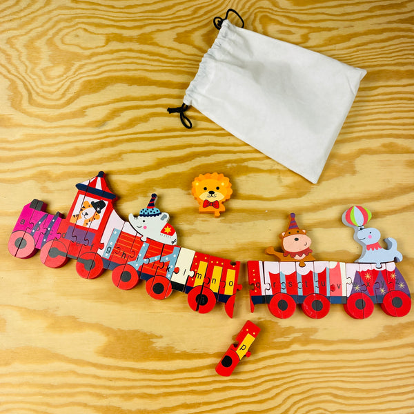 houten puzzel abc trein