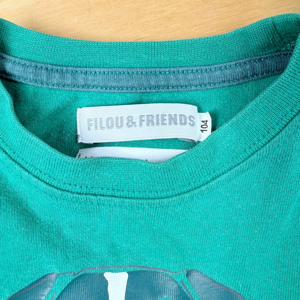 groene shirt lange mouwen hondje Filou en Friends maat 104