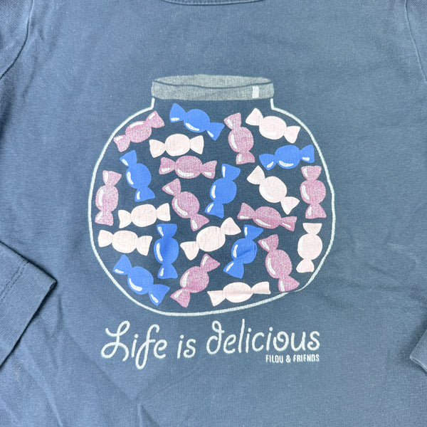 blauw shirt met lange mouwen Snoepbokaal Filou&Friends  maat 3 j
