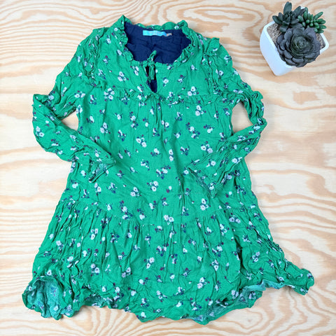 groen kleedje met bloemetjes Fred&Ginger Maat 128