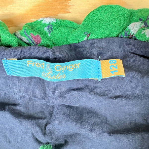 groen kleedje met bloemetjes Fred&Ginger Maat 128