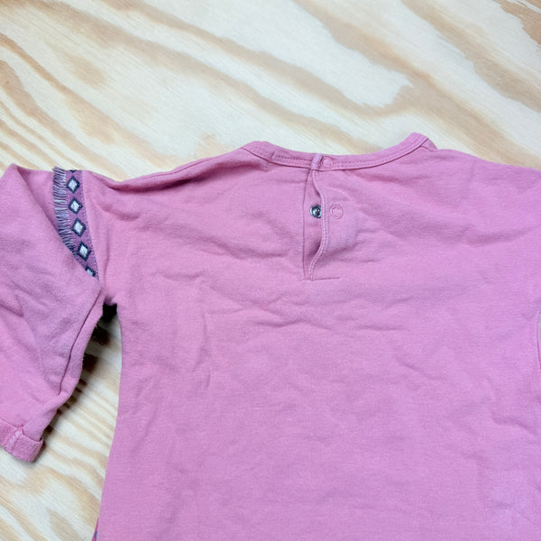 warm roze shirt met lange mouwen Dirkje maat 9m