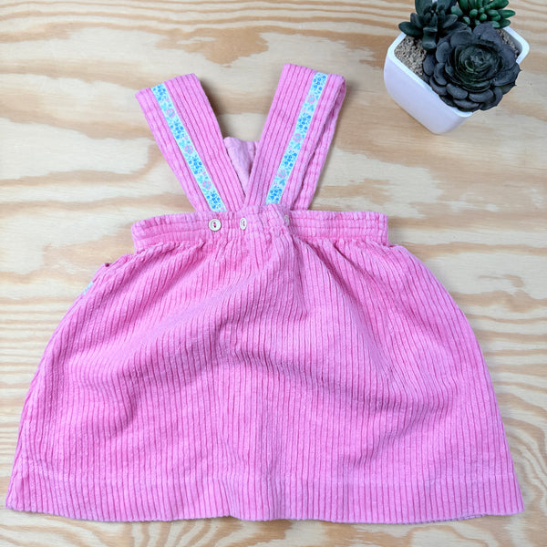 retro roze vloeren kleedje/overgooier maat 2j