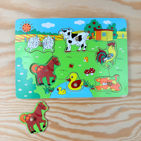 houten puzzel met dierengeluiden