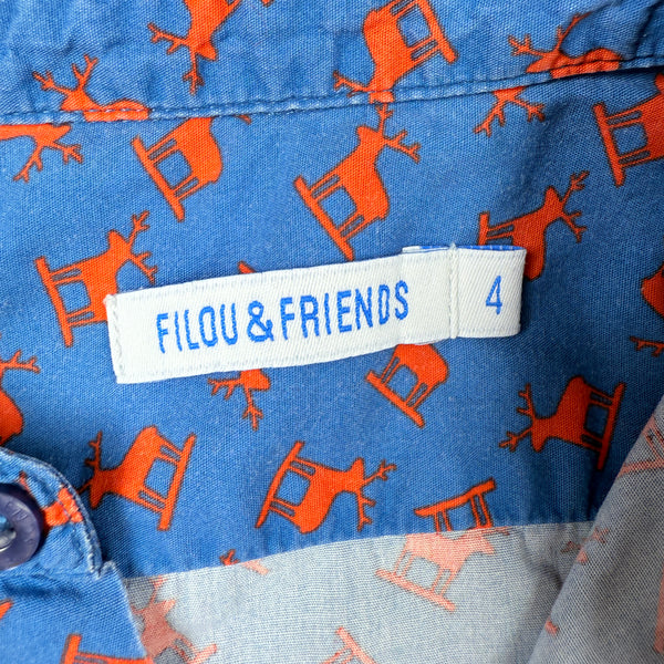blauw hemdje hertjes Filou&Friends maat 4j