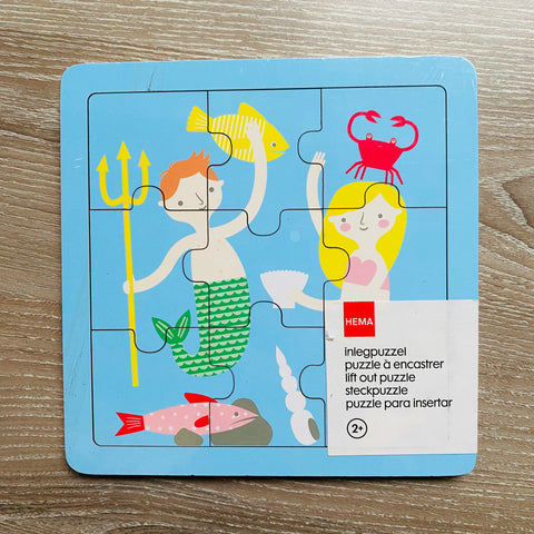 houten puzzel zeemeermin 9 stukken