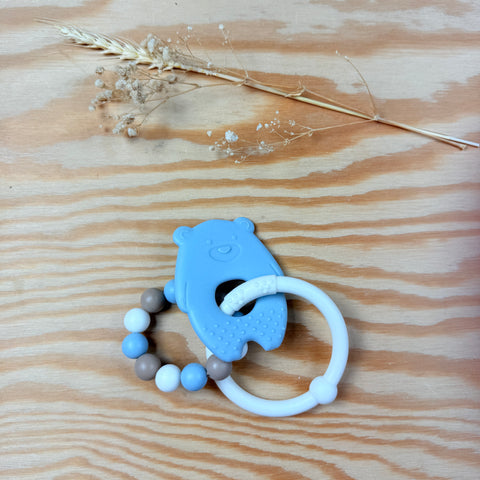 bijtring met beer en kralen