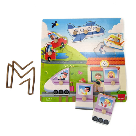 Goula houten puzzel voertuigen