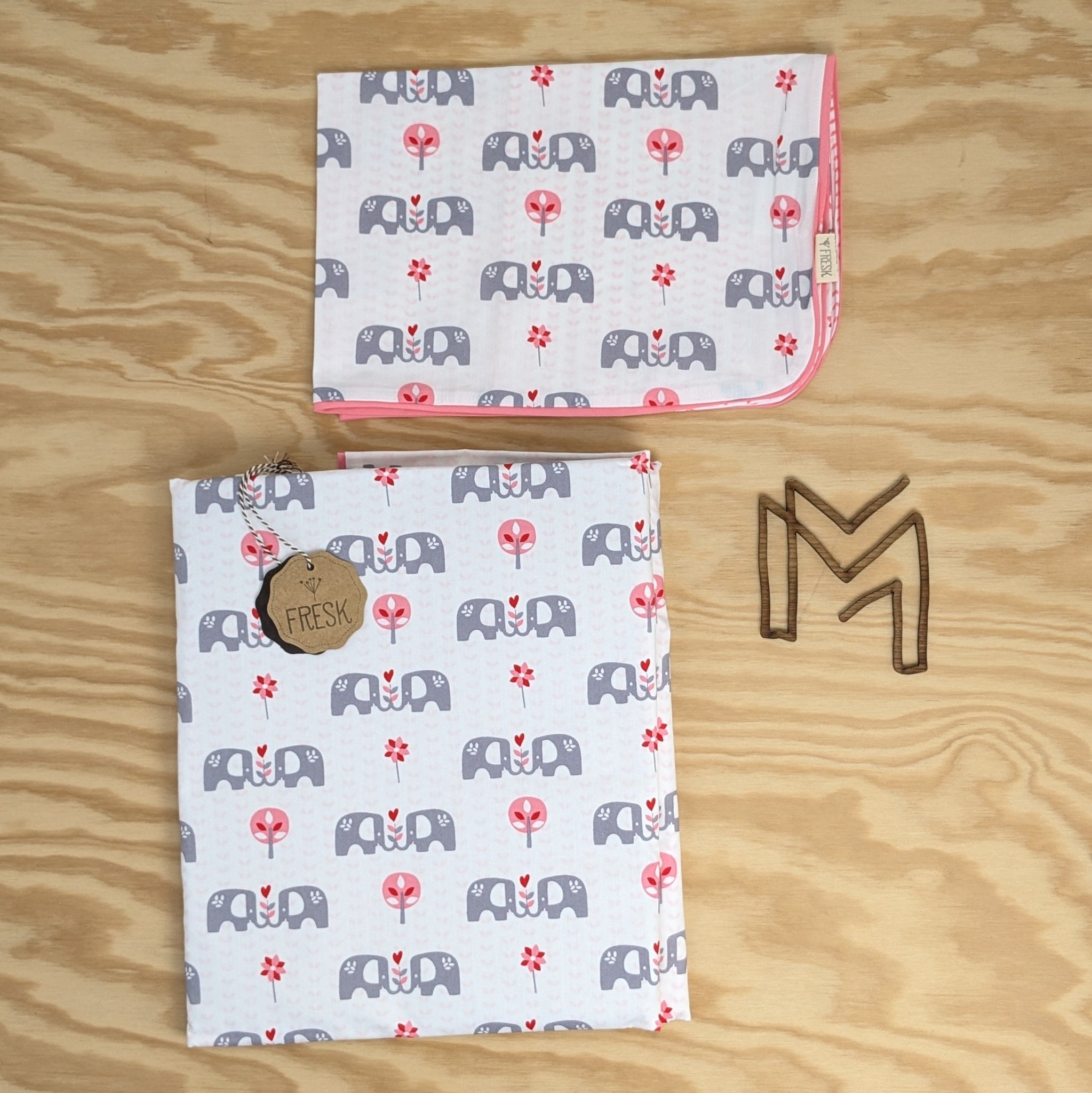 Fresk bedovertrek voor babybed/ledikant roze olifanten