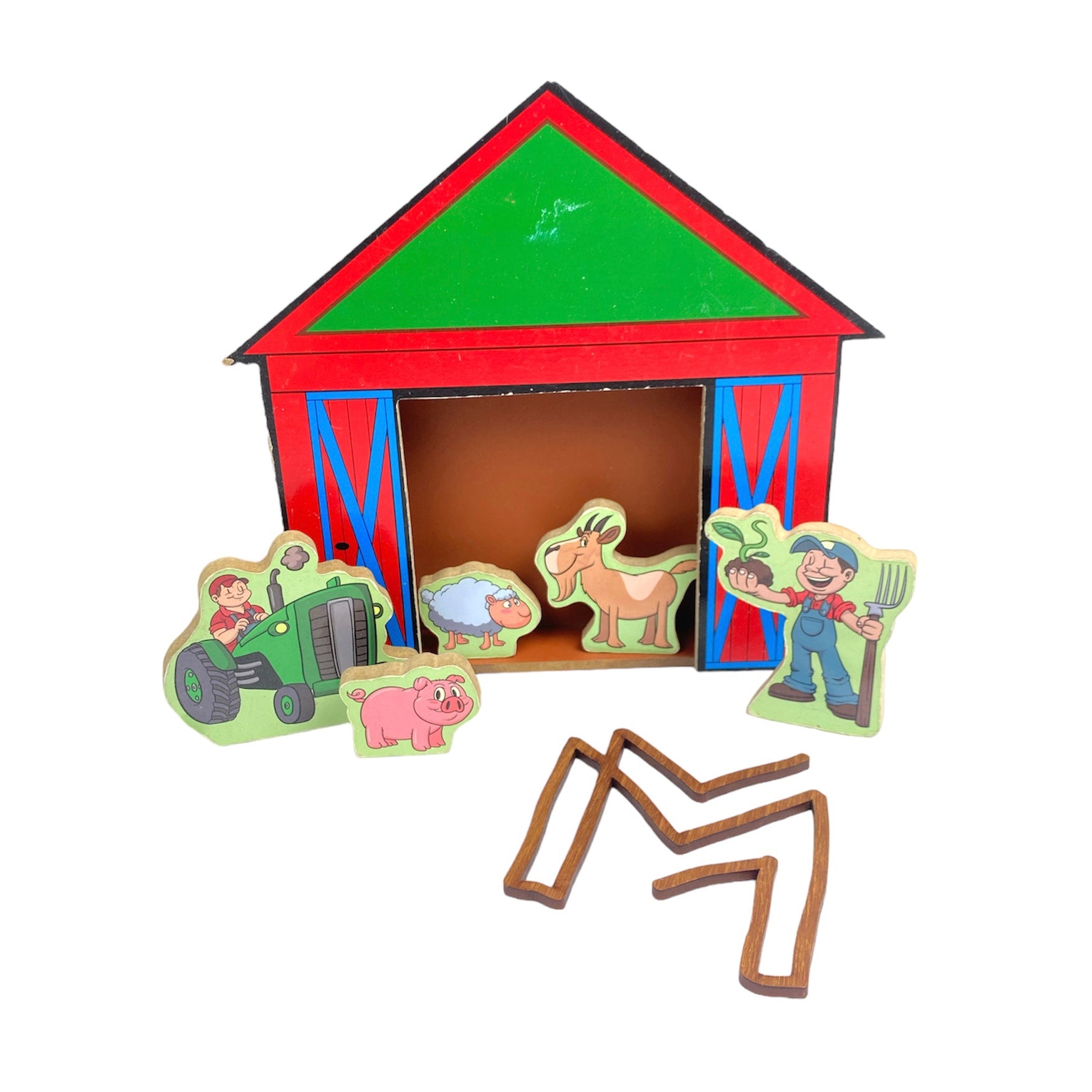 retro boerderij met houten popjes