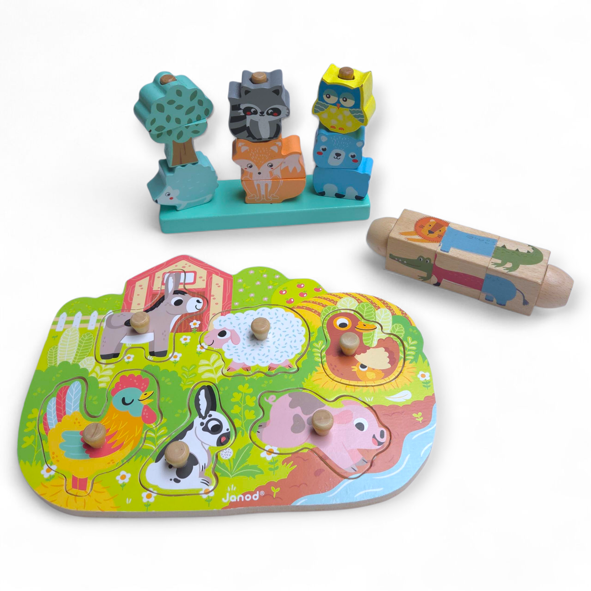 Houten set puzzels diertjes Janod