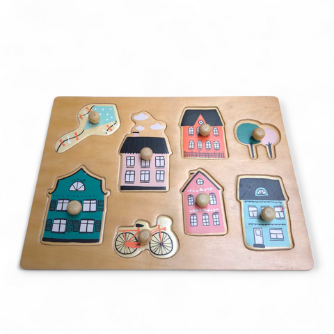 Houten puzzel Hollandse huisjes