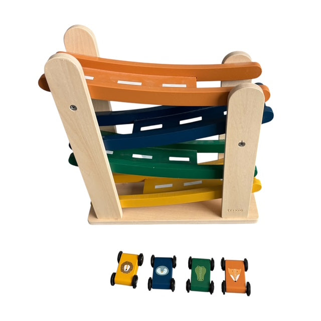 Trixie houten racebaan met 4 auto's