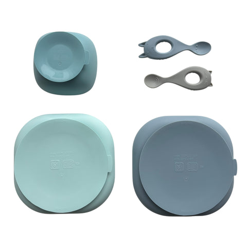 Liewood x Beaba silsiconen eetset blauw