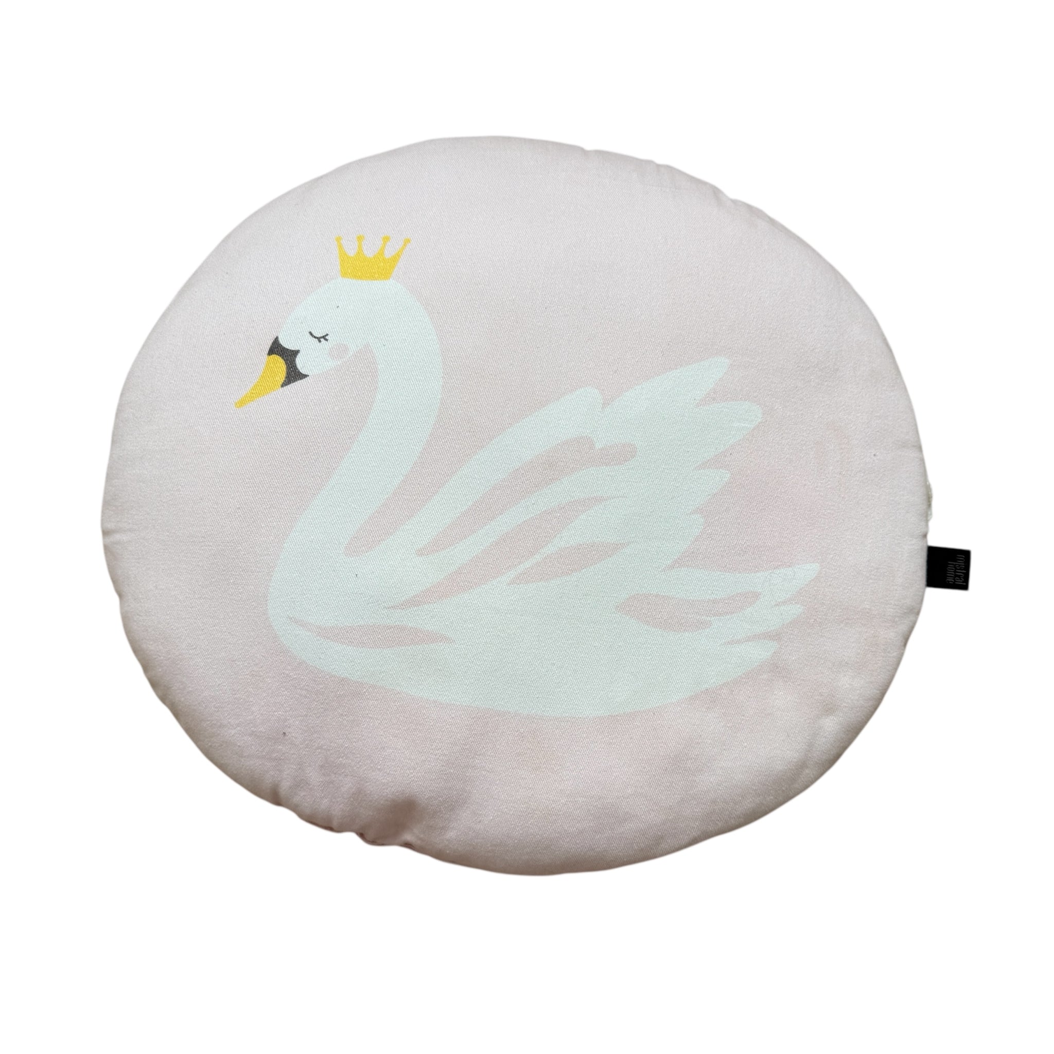 rond kussen met zwaan