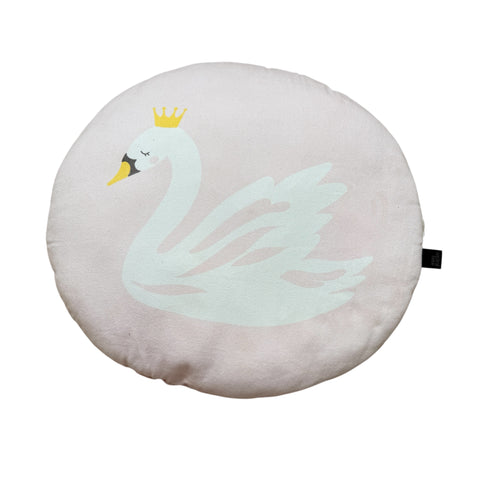 rond kussen met zwaan