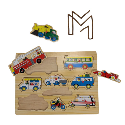 Houten puzzel voertuigen