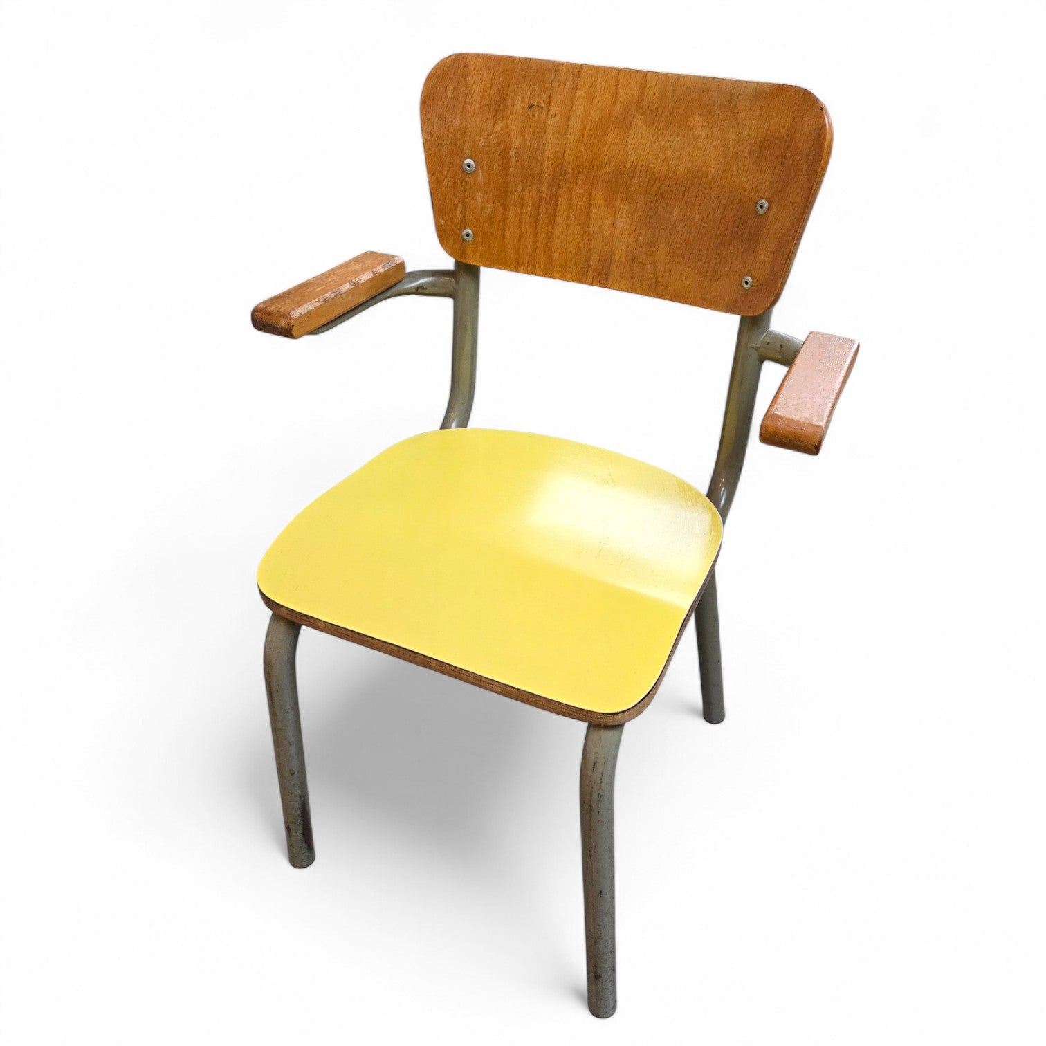 TUBAX vintage kinderstoel met gele formica zitting (enkel ophalen)